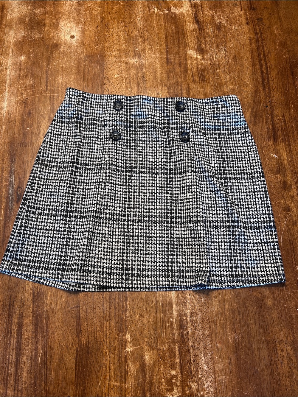 Y2K preppy academia Indie sleaze black and White Houndstooth Mini Skirt large